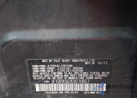 2014 Subaru Impreza 2.0I Sport Limited из США, поврежденный, VIN JF1GPAS62E8230817